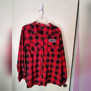 Torrid Red Plaid Mickey Mouse Flannel